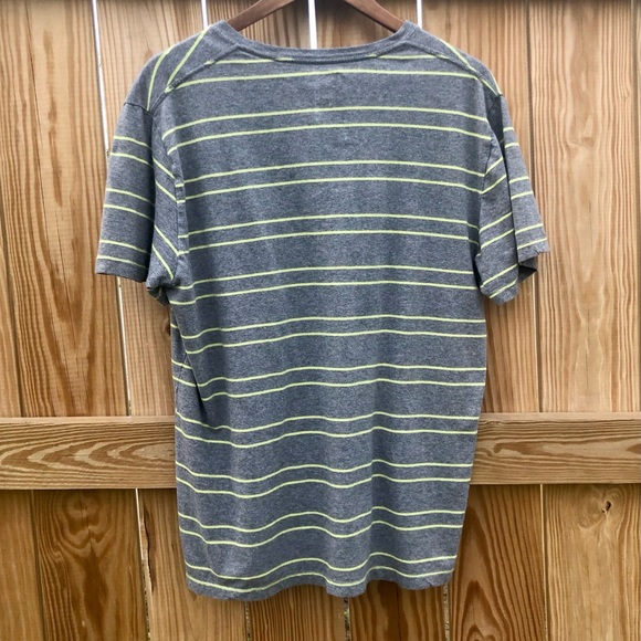 Old Navy Classic Tee Shirt Sz. Medium Striped Short Sleeve Gray Yellow - Picture 4 of 7